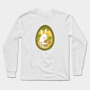 Cute white bunny with floral easter egg decoration, version 7 Long Sleeve T-Shirt